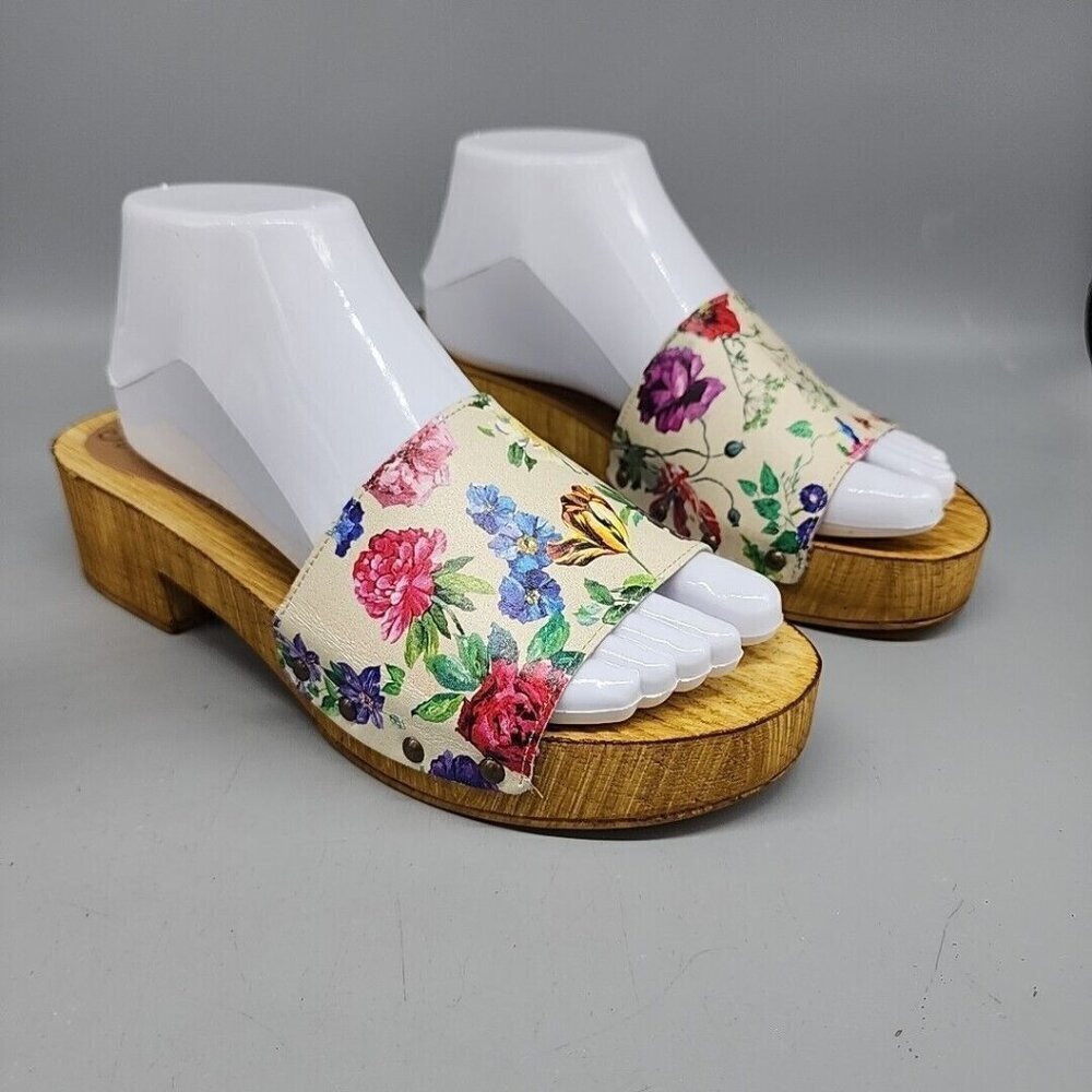 Seychelles Floral Mules with Wooden Heel